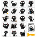 GLOBLELAND 18 Sheets Funny Black Cat Transfer Stickers 3.9x3.6inch Furry Black Cat Rub on Transfer Stickers UV DTF Cup Wraps Decals for Furniture Vase Glass Mason Jar Decorations Art Crafts - style: Black Cat