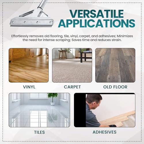 8-Inch Floor Scraper Tool with Razor Blade, Long Handle | 8-inch razor blade floor scraper with telescoping handle and cushioned grip for removing residue, labels and debris - size: Pack of 1