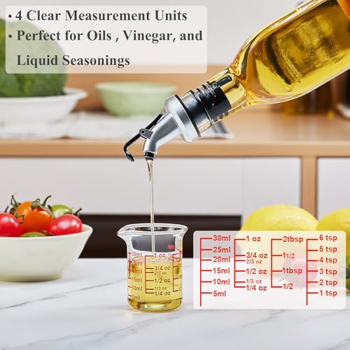 Ackers BORO3.3 Glass Measuring Cups with V-Spouts, 30 ml/1 oz, 2 Pack | Borosilicate glass with printed ml, oz, tbsp and tsp scales for cooking, baking and cocktail preparation - size: 30 ML/1 OZ(Pack of 2)