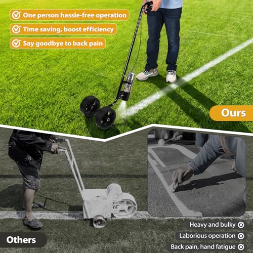 CAROD Marking Paint Wand, Dual-Wheel Line Marking Wand Sprayer Compatible with Inverted Marking Paint, Side Push Marking Stick for Ground Sport Field Parking Lot Spray Applicator (Black)