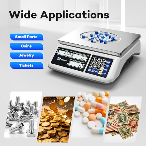 Counting Scale 88lb/40kg x 0.5g Industrial Scale lb/oz/g/kg Digital Parts Scale with Dual LCD Display, Rechargeable Inventory Scale for Small Parts Coins Pieces Tickets, Precision Gram Scale - style: 40kg x 0.5g with 3 Displays