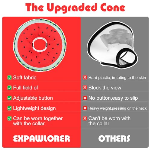 Cat Cone Collar Soft, Cat Recovery E Collar After Surgery to Stop Licking, Adjustable Waterproof Neck Elizabethan Pet Kitten Puppy Donut Pillow for Cats Wound Healing, Watermelon - color: Watermelon, size: Small(5-9.5in)