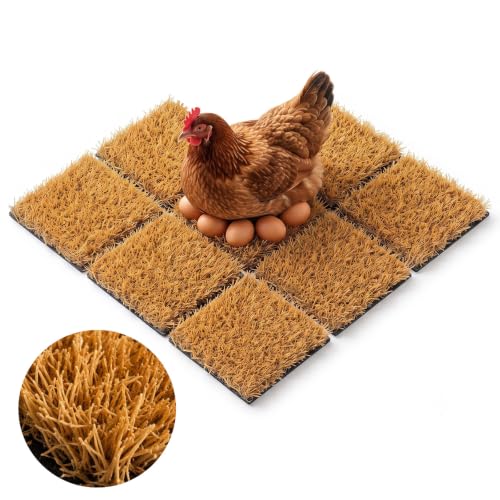 Chicken Nesting Pads, 12x12 Washable Artificial Grass Mat for Chicken Coop, Reusable Pet Garden Turf with Rubber Backing (8 PCS Brown) - color: 8 PCS Brown