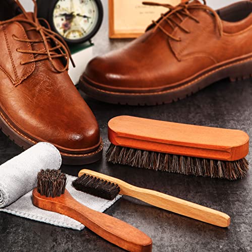 7 Pcs Horsehair Shine Shoes Brush Kit Polish Dauber Applicators Cleaning Leather Shoes Boots Care Brushes Suede Cleaner Brush with Microfiber Shoe Cloth(7 Pcs Style C) - style: 7 Pcs Style C