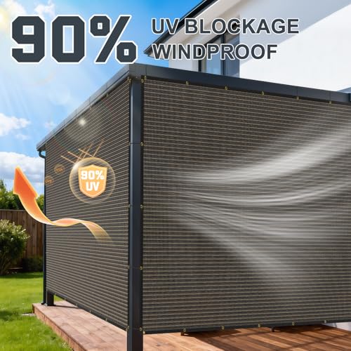 90% Sun Shade Cloth, Kesfitt 6x12FT Garden Shade Cover with Reinforced Grommets, Mesh Tarp Sun Privacy Screen for Greenhouse, Plant, Pergola, and Backyard Patio Sunshade - size: 6ftx12ft, style: Brown 90% Shading Rate