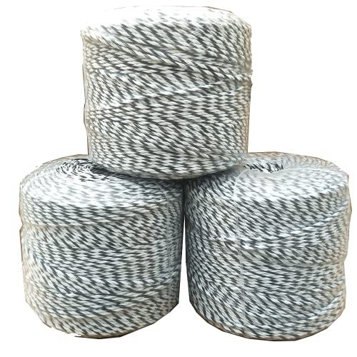Electric Fencing Polywire 1312 Feet, 400 Meters, 9 Stainless Steel Strands for Excellent Conductivity and Rust Resistance, Portable Electric Fence Rope
