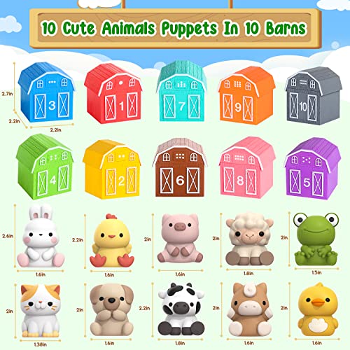 Farm Animal Toys for Toddler 1-3 Year Old, Montessori Toy Gift for Boy Girl | 10 Farm Animal Toys & 10 Barns, Counting, Matching & Sorting Educational Sensory Toys, Christmas Birthday Gift for Baby 1-3 - style: Farm