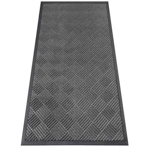 Front Door Mat Outside Entrance, Dirt Trapper Doormat 72" x 36" | Absorbent Indoor Outdoor Welcome Mat for Entryway, All Weather Commercial Floor Mat for High Traffic Area, Diamond Grey - color: Grey Diamond, size: 3' x 6' (Rectangular)