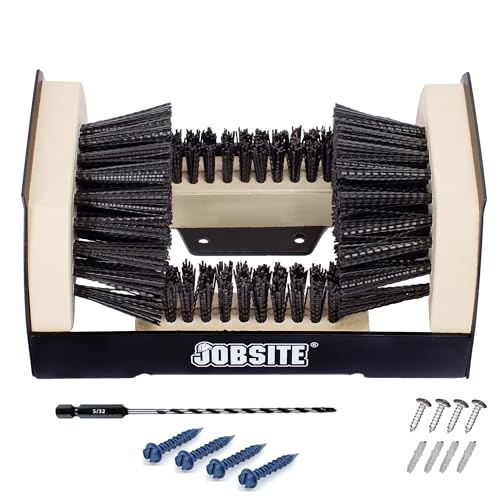 JobSite The Original Boot Scrubber - Includes Drill Bit & Screws for Masonry & Concrete Mounting - All Weather Industrial Shoe Cleaner & Scraper Brush