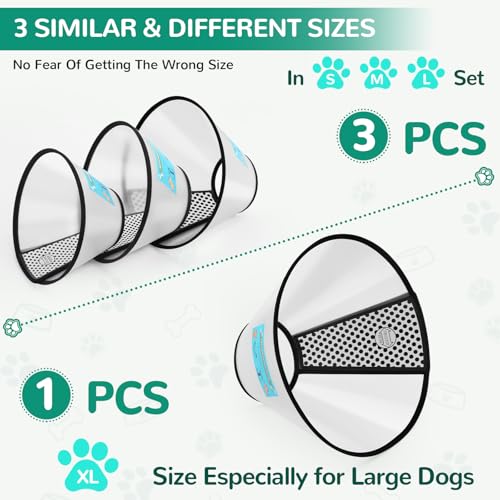 GLADOG Soft Dog Cone Collar – 3 Similar Sizes per Set (S/M/L) for Better Fit, XL Single Size – Cone for Dogs to Stop Licking, Adjustable E Collar for Dogs After Surgery, Elizabethan Collar for Dog - size: M（Puppy or Medium Dog）