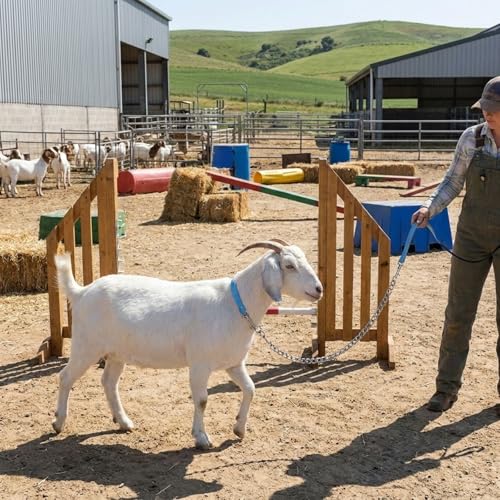 Misdary 2 Pcs Goat Show Collars, Adjustable 14"-24" Iron Chain Halter for Sheep, Horses, Dogs, Cows & Calves, Farm Animal Supplies Accessories Animal Lovers Gift (14'',Blue) - color: Blue