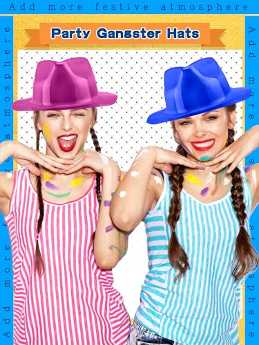 36 Pcs Party Gangster Hats Plastic Party Hats Bulk Fedora Party Hats for Kids Adults Cosplay Photo Booth Supplies - color: Color Set 2