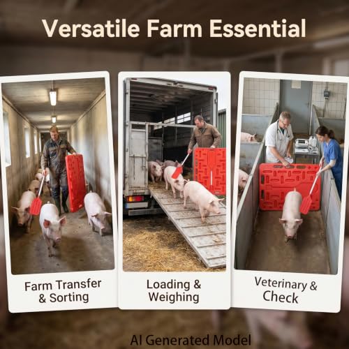 Pig Sorting Board with Paddle, Livestock Sorting Panel | for Cattle Hog Sheep Goat, HDPE Portable Crowding Gate, Farm Show Use, 38"x30"x1.3"