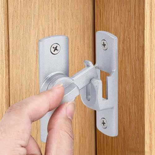4 Pack 90/180 Degree Flip Barn Door Lock Silver Security Window Latch Zinc Alloy Right Angle Door Lock Flips Latch Lock for Barn Door Cabinet Window Bathroom Garden
