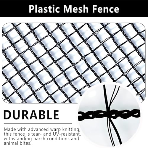 POYEE Deer Fence Netting 5x100ft Plastic Mesh Netting for Garden Protection | Temporary Fence Animal Barrier for Plants, Fruit Trees, Vegetables Against Deer, Birds, Chicken, Squirrels, Rabbits, Black - color: Black, size: 5x100ft