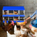 Chicken Nesting Boxes, 8 Hole Metal Chicken Laying Box with with Removable Trays and Roll Out Egg Collection for Chicken Coop, Blue - color: Blue, size: 46.3"L x 17.3"W x 10.8"H