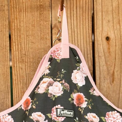 Jeffers Expression Top Loading Hay Bag for Horses & Livestock – Durable 600 Denier Hanging Hay Feeder, Water Resistant with Mesh Bottom, Easy Hanging Snap for Stall, Trailer, Travel - Rose Garden - color: Rose Garden