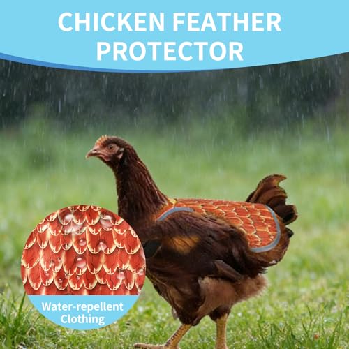 2 Pcs Chicken Saddles for Hens Chicken Apron Back Protector with Adjustable Strap Reusable with Wing Protector Feather Print