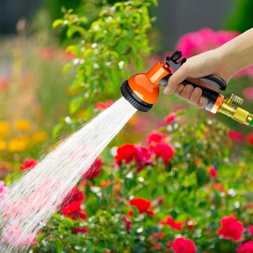 Besiter Garden Hose Nozzle Sprayer 10 Watering Patterns Spray Nozzles Heavy Duty Hose Head Lightweight Hose Attachment Orange - color: Orange