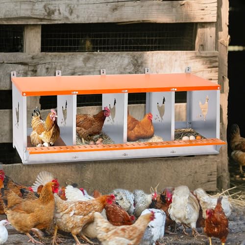 4 Compartment Galvanized Steel Nesting Box Wall Mount | Galvanized Steel Rustproof & Weather Resistant|Vented Design Keeps Interior Dry & Odor Free|Tool-Free Assembly - size: 42.5"L x 17.0"W x 15.0"H