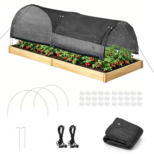 Garden Shade Kits, Shade Cloth with Hoops,78" L x 35" W x 27" H Row Covers | 80% UV Block Sun, Plant Cover for Raised Beds, Heat Protection Tunnel for Strawberry and Flowers