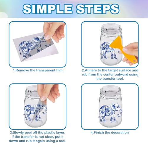 GLOBLELAND 18 Sheets Blue and White Porcelain Animals Rub on Transfers Wild Animals Waterproof UV DTF Cup Wraps Decals 3.9x3.6inch Birds Transfer Stickers for Water Cup Glass Bottle Vase Crafts - style: Porcelain Animal