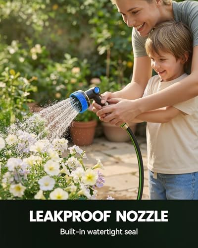 RAINPOINT Garden Hose Nozzle - 100% Heavy Duty Metal Thumb Control Spray Nozzles for Garden Hose High Pressure, 10 Pattern Water Hose Nozzle for Car Wash, Watering Lawn, Pets, Navy Blue - color: Navy Blue