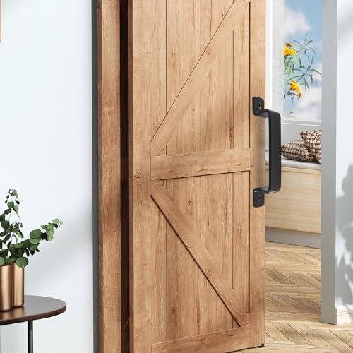 7.5 inch Sliding Barn Door Handle, Black Steel Gate Handle, Modern Cabinet Pull Closet Door Handle for Sliding Barn Door Gate Cabinet Closet Drawer Kitchen Bathroom - size: 1pc