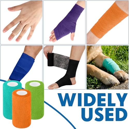 Treela 36 Pcs Self Adherent Bandage 4" X 5 Yard Wrap Breathable | Cohesive Bandage Elastic Adhesive Tape for Stretch Athletic Sports Wrist Ankle - color: Assorted Color, size: 4" X 5 Yard