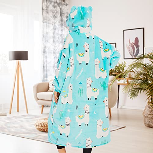 THREE POODLE Wearable Blanket Hoodie, Oversized Sherpa Sweatshirt Blanket for Adults Women Men, Warm Cozy Hooded Blanket, Gifts for Mom Girlfriend - color: Alpaca, size: Adult-Extra Long