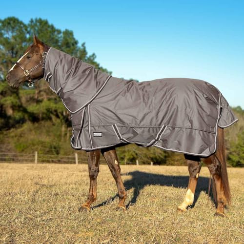 Jeffers Poplar Head Defense 1680 Denier Turnout Blanket with Detachable Neck -Plymouth Brown, 69"- Waterproof, Breathable Horse Blanket with 360g Polyfill, Ideal Protection for Winter, Heavyweight - size: 69 in
