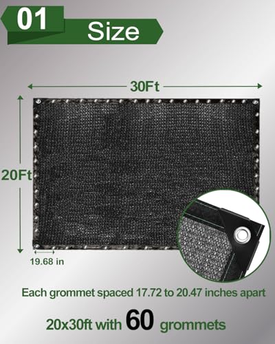 50% Sunblock Shade Cloth Net Black Resistant - 20x30 Ft Garden Shade Mesh Tarp for Plant Cover, Greenhouse, Chicken Coop, Kennels, Tomatoes Plants - color: 50% Shade, size: 20′x30′