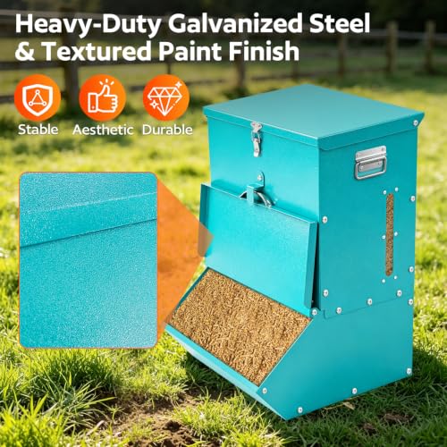 Single Door Hog Feeder, 2.2 Bushel Capacity Pig Feeder | Heavy Duty Galvanized Steel Piglet Feeder Suitable, Pig Trough Feeder for Pig Farms, Agricultural Operations & Pig Pens - size: 2.2 Bushel