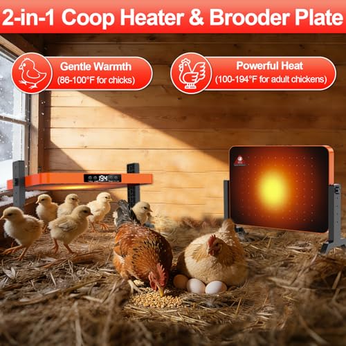 Chick Brooder Heater Plate,200 Watts Chicken Heating Brooder Plate with Adjustable Height & Temperature Display &12H Timer,Safe Chick Brooding Heater for Chicks,Quail,Ducklings