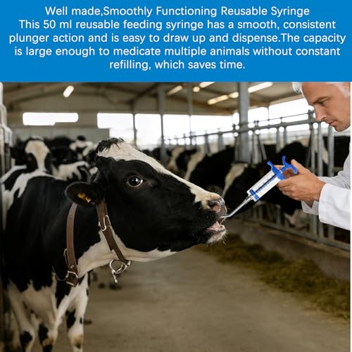 50ml Drenching/Feeding Syringes,with 1 Adjustable Dosage Nozzle,Reusable Feeding Syringe for Sheep,Dog,Goat,Pig,Cat,Small Animals Feeding Supplies