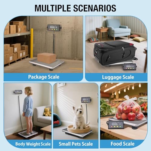 SurmountWay Large Shipping Scale, 440lb/0.2lb Digital Postal Scale | Tare/Count/Auto-Off Function, Stainless Platform, Backlit LCD, High Accurate, Packages, Small Business, Warehouse & Home Use