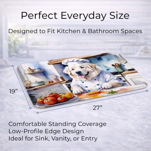Caroline's Treasures Great Pyrenees The Chef Memory Foam Kitchen Mat Machine Washable Anti-Fatigue Mat Cushion Comfort Bath Mat or Kitchen Rug - color: Great Pyrenees 6261