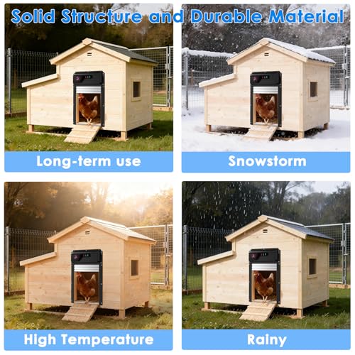 Automatic Chicken Coop Door with HD1080P Camera，Electric Auto WiFi Solar Chicken Coop Door Opener with Timer,Remote Control, APP Control, 5000mA Battery, Night Vision, Alarm Drive,Roll-up Gate