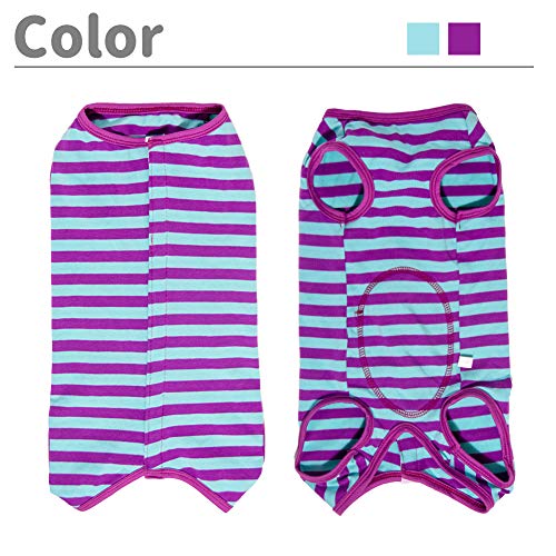 Dog’s Recovery Suit Post Surgery Shirt for Puppy, Wound Protective Clothes for Little Animals(Purple Blue Stripe-XXS) - color: purple blue stripe, size: XX-Small