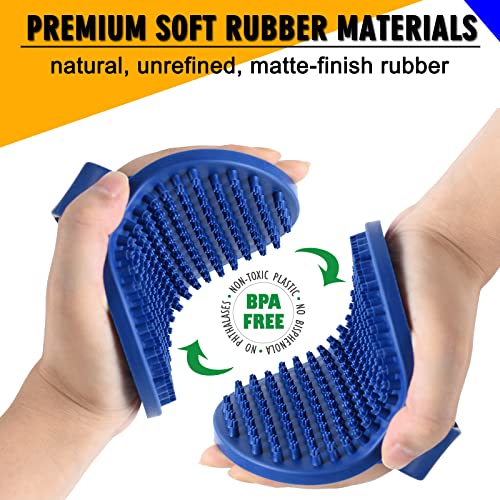 Dog Grooming Brush, Dog Shampoo Bath Brush Shedding Soothing Massage Rubber Comb for Long Short Haired Dogs and Cats 2pcs - color: Blue