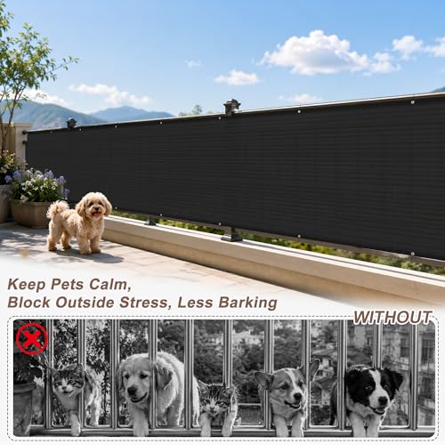 SUNNY GUARD 2.5' x 5' Balcony Privacy Screen, HDPE Patio Railing Cover Fence - color: Black, size: 0 2.5' x 0 5'