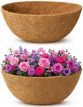 Y&M Set of 2 18 Inch Pre-Formed Round Coco Fiber Hanging Basket Liner,Coconut Liner Replacement Liner for 18'' planters - size: 18in 2P