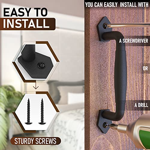 2-Pack 8 Inch Diamond Tapered Barn Door Handle - Black Cast Iron Pull for Sliding Doors, Gates, Sheds, Fences, Closets - Indoor Outdoor Farmhouse Hardware - size: 8" - 2 Pack, style: Diamond Tapered