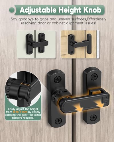 Adjustable Barn Door Locks, 90/180 Degree Gate Latch, Black-2 Pcs | Home Security Sliding Door Latch for Bedroom, Barn, Cabinet, Garden & Fence - color: Black-2 Pcs