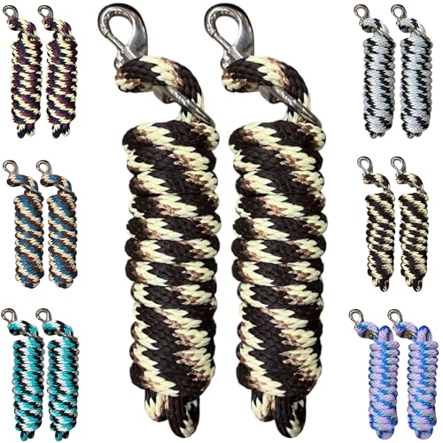 Majestic Ally Polypropylene Lead Rope with Removable Nickel Bolt Snap, 5/8 x 10 ft, for Horses and Livestock, 2 Pack (Chocolate -Copper -Cream) - color: Chocolate -Copper -Cream