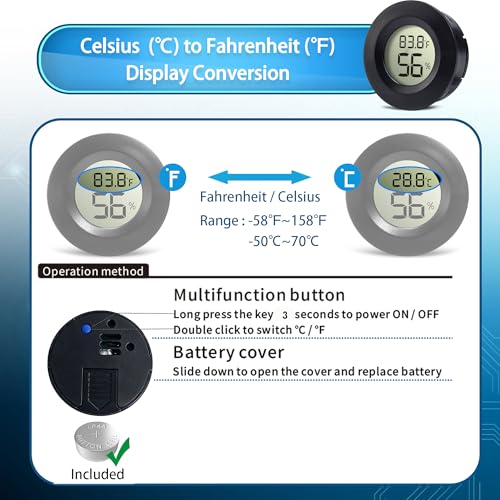 10 Pack Mini Digital Hygrometer Gauge Indoor Thermometer,Humidity Gauge LCD Monitor Temperature Outdoor Humidity Meter for Greenhouse Jars Incubators Guitar Case (10)