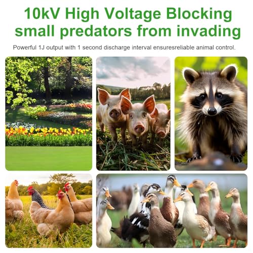 EF-07, 10KV Electric Fence Charger, 5 Miles 1 Joules Pulse Energy | Waterproof Electric Fence Kit for Livestock & Farm Needs, Supply for Animals, Pets, Poultry, Ranches and Gardens Protection