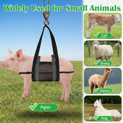 Calf Sling for Weighing Animals with Adjustable Back Straps 24" x 14" | Breathable Mesh Livestock Harness, Hanging Weight Scale Accessory for Small Animal, Newborn Lambs,Goats,Calves,Alpacas&Dogs