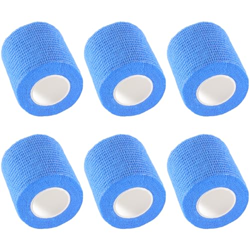 IndigoCase 6 Pack Self Adhesive Bandage Wrap 2 Inch x 5 yd Elastic Tape | Blue Color Elastic Bandage Wrap, Vet Wrap, Small Bandage for Kids, Fingertip, Wrist, Dog, Pets - color: Blue, size: 2 Inch - 6 Pack