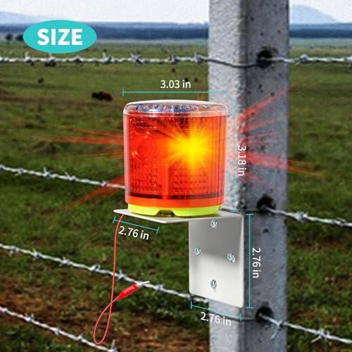 Electric Fence Idicator Light, Briidea Solar Fence Alarm with Light Transmission to 1/2 Mile, Ensure The Normal Operation of The Electronic Fence to Prevent The Invasion of Wild Animals, Red, MK-098 | Light Transmission to 1/2 Mile, Ensure the Normal Oper